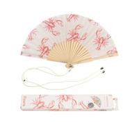 Fisura - Pattern original handheld folding fan. wooden fan. Original holding Hand Fans. Birthday Gifts Wedding Party Decoration. Fan with hanger included (Loobster, red)
