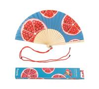 Fisura - Pattern original handheld folding fan. wooden fan. Original holding Hand Fans. Birthday Gifts Wedding Party Decoration. Fan with hanger included (Pomegranate, blue)