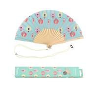 Fisura - Pattern original handheld folding fan. wooden fan. Original holding Hand Fans. Birthday Gifts Wedding Party Decoration. Fan with hanger included (Swimmers, blue)