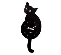 Fisura - Pendulum clock. Original wall clock. Silent wall clock different models. Wood and ABS. Battery not included. (Black)
