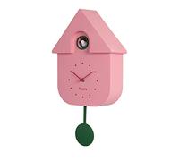 Fisura - Cuckoo clock, wall clock, cuckoo clock with working bird, original and modern cuckoo clock for gift - 3 AA batteries not included, material: ABS plastic, 21,5 x 8 x 41,5 (Pink)