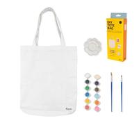 Fisura Plain cotton tote bag customisable. 100% DIY cotton bag. Original shopping tote bag. 43 x 37 cm. 12 colours. 2 brushes. 1 mixing palette.
