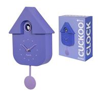 Fisura - Cuckoo clock, wall clock, cuckoo clock with working bird, original and modern cuckoo clock for gift - 3 AA batteries not included, material: ABS plastic, 21,5 x 8 x 41,5 (Purple)