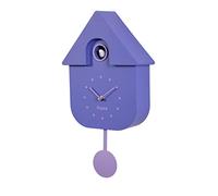 Fisura - Cuckoo clock, wall clock, cuckoo clock with working bird, original and modern cuckoo clock for gift - 3 AA batteries not included, material: ABS plastic, 21,5 x 8 x 41,5 (Purple)