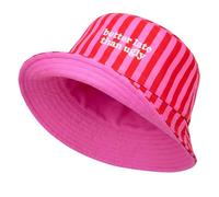 Fisura - Reversible Bucket Hat “Better Late Than Ugly” - Pink & Striped Summer Fisherman Hat, Funny Beach Sun Hat for Women, Casual Festival Outdoor Hat