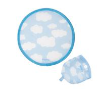 Fisura - Round Folding Fan Clouds. Original Handheld Folding Fan. Blue and White Design. Portable gift for Parties. 20 cm.