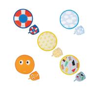 Fisura - Round Folding Fan Mixed Pack of 5 Printed Designs. Original Handheld folding Fan. Folding Frisbee. 5 Units. Portable Gift for Parties. 20 cm.
