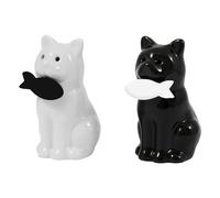 Fisura - Original Salt and Pepper Shaker Set, Cute Cats Design, Gift Set for Kitchen or Dining Table, Ceramic Salt and Pepper Pots, Farmhouse Style, Modern Kitchen Decor