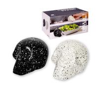 Fisura Original Skulls Salt and Pepper Shakers Set of Salt and Pepper for The Table in The Shape of Skulls Ceramic Salt and Pepper Shakers Set of 2 7 x 6.5 cm