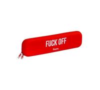 Fisura - Silicone Pencil Case “F*ck Off” Red Multiuse Pen Holder Desk Organiser with Zip, Soft Flexible Touch - 7.9 x 2 in