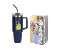 Fisura Thermal Water Bottle 1.2 litres Large Insulated Bottle Stainless Steel Bottle BPA Free 24 Hours Cold / 12 Hours Hot with Straw Included 10 cm x 27.7 cm (Hot, Dark Blue)