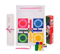 Fisura - Travel Ludo Game Set - Portable Roll-Up Board Game for Beach & Holidays - Compact Family Travel Game with Counters, 40 x 9 cm