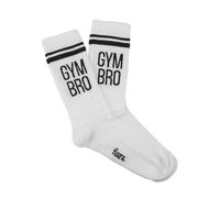 Fisura - Unisex grey novelty socks. Soft cotton-polyester blend. Funny English message. Original Gift Idea. One-size athletic socks. (Gym bro, white)