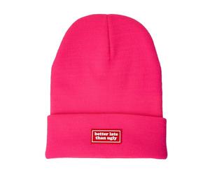 Fisura - Unisex Winter hat with Message. Men's Winter Beanie. Women's Winter Beanie with Message. Acrylic and Polyester Knitted Beanie. (Pink)