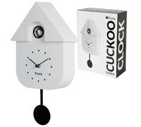 Fisura - White & Black Cuckoo Wall Clock. Original Wall Clock | Modern Decorative Wall Clock. Requires 3 AA Batteries (Not Included). 8.5 x 3.1 x 16.3 in. ABS Plastic.