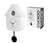 Fisura - Cuckoo clock, wall clock, cuckoo clock with working bird, original and modern cuckoo clock for gift - 3 AA batteries not included, material: ABS plastic, 21,5 x 8 x 41,5 (White)