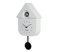 Fisura - Cuckoo clock, wall clock, cuckoo clock with working bird, original and modern cuckoo clock for gift - 3 AA batteries not included, material: ABS plastic, 21,5 x 8 x 41,5 (White)