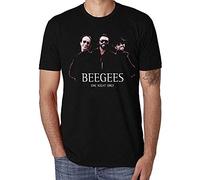 FIT 100% Cotton Casual Slim Funny Grapgic Short Sleeves Bee Gees T-Shirt for Men Black