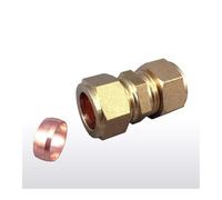 Fit 18mm Tube OD Brass Compression Union Fitting with Copper Ferrule Ring Water Gas Oil