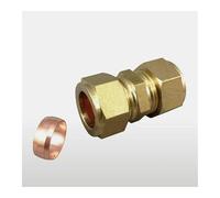 Fit 28mm Tube OD Brass Compression Union Fitting with Copper Ferrule Ring Water Gas Oil