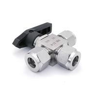 Fit 3/4/6/8/10/12-20 mm 1/8" 1/8" 1/4" 3/8" 1/2" OD Tube Tee L Port Compression Ball Valve 304 Stainless Steel Water Gas Oil(8mm)