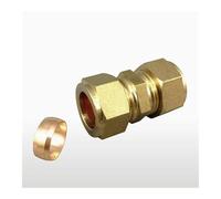 Fit 54mm Tube OD Brass Compression Union Fitting with Copper Ferrule Ring Water Gas Oil
