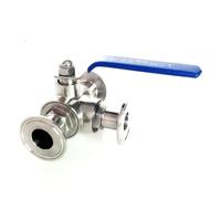 Fit 63mm Pipe OD x 2.5" Tri Clamp L-Port Ball Valve SUS 316L Stainless Beer Brewing Home