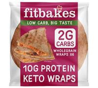 Fit bakes 2g Carbs Wholegrain Keto Wraps, 10g Protein Tortilla Wraps 6x40g | Low Sugar, Low Carb Keto Wraps, Low Calorie Diet Food UK, Diet Snack, Plant-Based, Vegan Protein Wraps, Tortillas, Fitbakes
