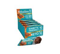 Fit Bakes 64 Calories Salted Caramel Bars, Diabetic Chocolate Keto Snack, 1 Net Carb Low Sugar Chocolate Crunch Cakes (12x19g) Biscuits Diabetic Swee