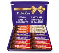 Fit bakes Gifts Diabetic Chocolate Gift Box (14x19g) Crunch Cake Mini Chocolate Keto Snack Bar, Sweet Diabetic Biscuit Food Treats Hamper, 65 Calories, Low Calorie Snack For Women & Men, Fitbakes