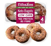 Fit Bakes Keto Bagels, 16g Protein, Low Carb Bread, 8g Fibre (4 Protein Bagels) Multi Seeded Bread Keto Snacks Diabetic Food Protein Snacks Low Calorie, With Flaxseed, Sesame Seeds Sunflower Fitbakes