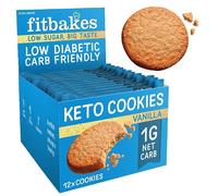 Fit bakes Keto Cookies, 1g Net Carb, Low Carb Low Sugar, Vanilla 12x30g