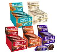 Fit bakes Keto Snack & Diabetic Chocolate Bundle : Keto Bars, 5 Flavours : Belgian Chocolate, Salted Caramel, Chocolate Orange, Hazelnut, Cookies & Cream, Sweet Diabetic Biscuit, Low Calorie, Fitbake
