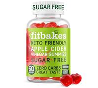 Fit bakes Sugar Free Keto Apple Cider Vinegar Gummies with Mother 1000mg, 0 Carbs, 3 Calories Per Gummy, 60 ACV Keto Gummies, Apple Cider Vinegar with Mother, Vitamin B12 & Folic Acid, Fitbakes