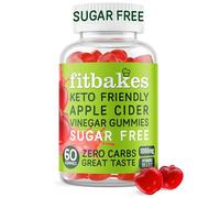 Fit bakes Sugar Free Keto Apple Cider Vinegar Gummies with Mother 1000mg 60 | 0 Carb, 3 Calories, Vitamin B12 B6 & Folic Acid, Vegan, Raw Unfiltered ACV gummies, Pomegranate & Beetroot powder, Fitbakes