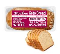 Fit Bakes White Keto Bread : 4g Carbs, 7g Protein, Low Carb Bread Loaf (16 slices) Diabetic Food Keto Diet, High Protein Snack, Low Calorie Snack, 50 Calories, Certified by Sugarwise, Fitbakes