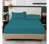 Fit Even Bedding Fitted Sheet - Deep Pocket 25cm, Easy Care, Percale, Soft Brushed Polycotton Fabric, Shrinkage and Fade Resistant (King, Teal)