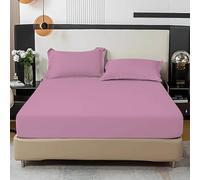 Fit Even Bedding Fitted Sheet - Deep Pocket 25cm, Easy Care, Percale, Soft Brushed Polycotton Fabric, Shrinkage and Fade Resistant (Single, Pink)