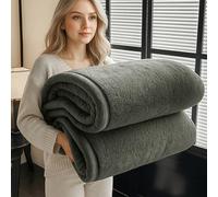 Fit Even - Fleece Throw Blanket for Bed, Sofa & Couch - Fluffy Cosy Warm Blankets Thich Faux Fur - (Grey, Double)