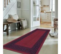 Fit Even Greeky Runner Rug - Large Washable Non-Slip Carpet for Living Room, Bedroom, Lounge, Dining, Kitchen, Modern Indoor Long Floor Rug (Red & Black, 66x120 cm)