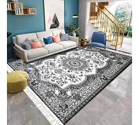 Fit Even Mughal Rug - Large Washable Non-slip Carpet for living Room, Bedroom, Lounge Dining, Kitchen Thick Soft Indoor Floor Rugs (Grey, 200x290 cm)