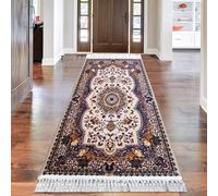 Fit Even Mughal Runner Rug - Washable Non-slip Long Carpet Runner Rugs for Hallway, Kitchen, Living Room, Corridor, Entryway and Door Entrances (Blue, 80x150 cm)