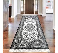 Fit Even Mughal Runner Rug - Washable Non-slip Long Carpet Runner Rugs for Hallway, Kitchen, Living Room, Corridor, Entryway and Door Entrances (Grey, 80x150 cm)