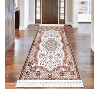 Fit Even Mughal Runner Rug - Washable Non-slip Long Carpet Runner Rugs for Hallway, Kitchen, Living Room, Corridor, Entryway and Door Entrances (Beige, 80x150 cm)