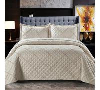 Fit Even Quilt Ruffle Bedspread 2 Piece Set - Coverless Quilted Diamond Pattern Bedspread, Comforter Throw, Summer and All-Season Lightweight Bedding Sets, with 1 Pillow Sham (Single, Mink)