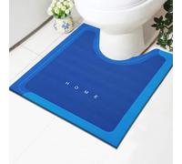 Fit Even Rubber Pedestal Bath Mat Non Slip Anti Mould Quick-Drying Washable Bathroom Mat Super Absorbent Thickened Toilet Shower Matts (50 x 50 cm, Blue)
