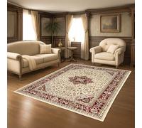Fit Even Rugs for Living Room 120 x 170cm - Large Heavy Weight Area Rug Carpe Runner Non Slip Distressed Flatweave Vintage Carpet - Beige