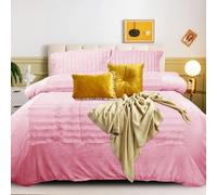 Fit Even Soft Velvet Bedspread Single Bed Size - Reversible and Stylish Velvet Throw Blanket - Warm Quilted Bedspread Bed Throw Coverlet with Matching Pillow Case - Pink Roma