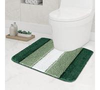Fit Even Stripe Microfiber Memory Foam Bath Mat - Fast Drying Non slip Mats for Bathroom, Shower and Toiler Floor, Quick Dry, Water Absorbent and Washable Bathmats (Green, 50x60 cm)