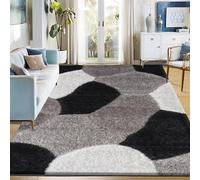 Fit EvenAsh Ember Collection Rugs - Large Fluffy Area Rug Carpet Non-Slip Soft Modern Indoor Shaggy Floor Rug for Living Room, Bedroom, Hallway, Lounge - (Ember, Black Grey Silver, 160x230 cm)